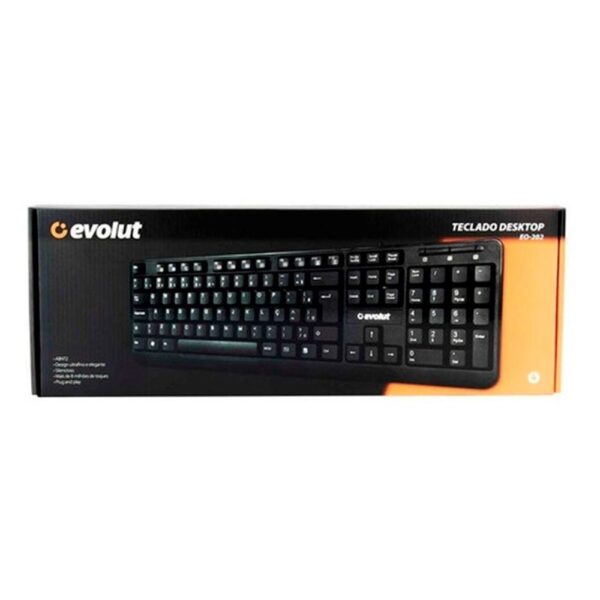 TECLADO EVOLUT USB OFFICE EO-202 ABNT2 PRETO - Imagem 2