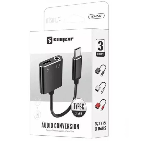 ADAPTADOR FONE TYPE C P2 COM CARREGAMENTO SX-ZJ7 - Imagem 2