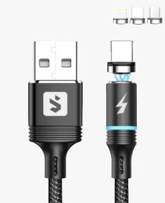 CABO MAGNÉTICO COM 3 PONTAS LIGHTNING/V8/TYPE C SX-B16-3